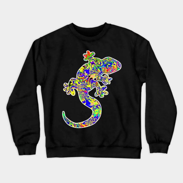 Colorful surreal psychedelic lizard king III Crewneck Sweatshirt by simbamerch